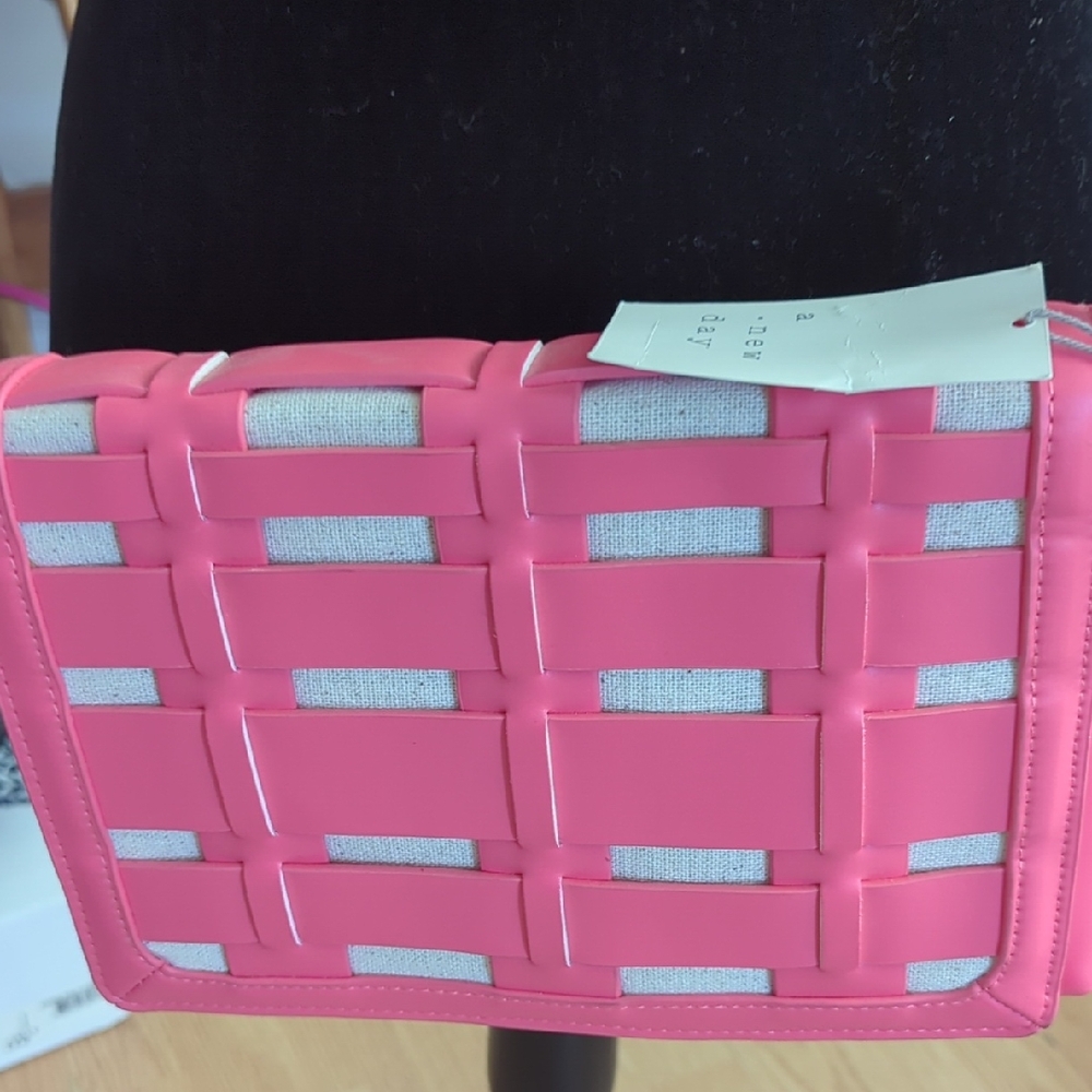 Pink and White Woven Purse NWT